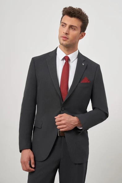 Siyah Kendinden Mono Yaka 2 Düğme 6 Drop Comfort Fit Classic Takım Elbise 1001240189 - 3