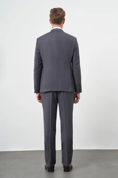 Koyu Antrasit Mono Yaka 6 Drop Comfort Fit Classic Takım Elbise 1001245169 - 4
