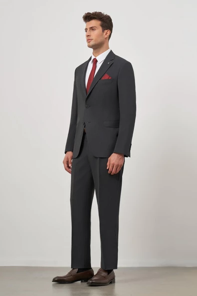 Siyah Kendinden Mono Yaka 2 Düğme 6 Drop Comfort Fit Classic Takım Elbise 1001240189 - 2