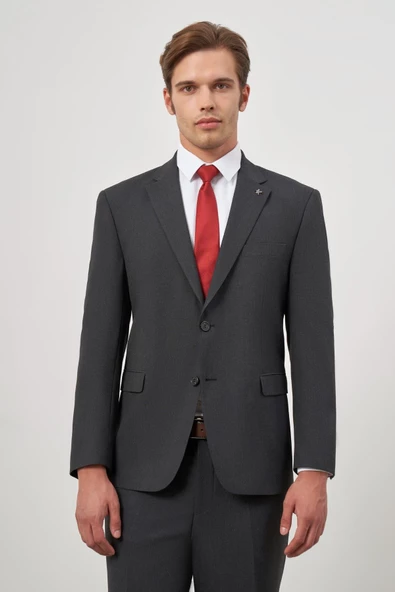 Siyah Kendinden Mono Yaka 2 Düğme 4 Drop Comfort Fit Classic Takım Elbise 1001240190