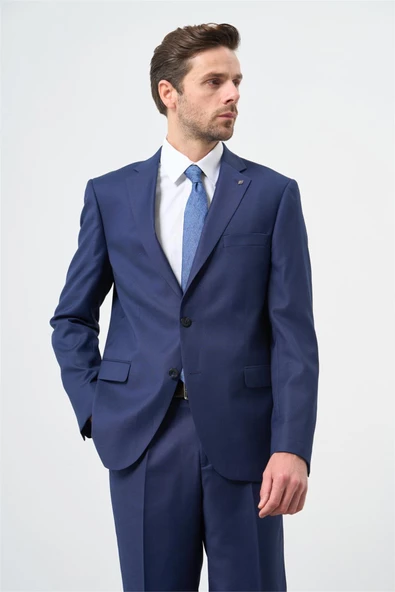 Koyu Lacivert Mono Yaka 6 Drop Comfort Fit Classic Takım Elbise 1001245169 - 3