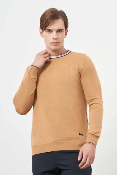 Camel Uzun Kol Düz Örme Bisiklet Yaka Classic Slim Fit Triko 1012245108 - 3