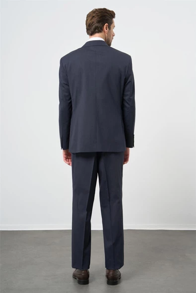 Koyu Lacivert Mono Yaka 4 Drop Comfort Fit Classic Takım Elbise 1001245168 - Resim 4