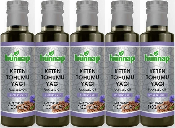 Hünnap Keten Tohumu Yağı 100ML (Soğuk Press) (5 Li Set)