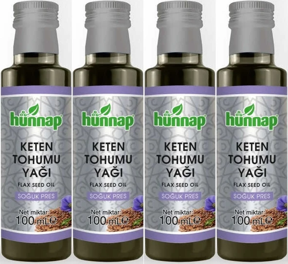 Hünnap Keten Tohumu Yağı 100ML (Soğuk Press) (4 Lü Set)