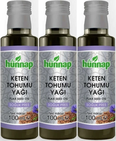 Hünnap Keten Tohumu Yağı 100ML (Soğuk Press) (3 Lü Set)