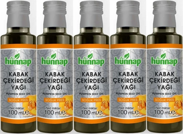 Hünnap Kabak Çekirdeği Yağı 100ML (Soğuk Press) (5 Li Set)