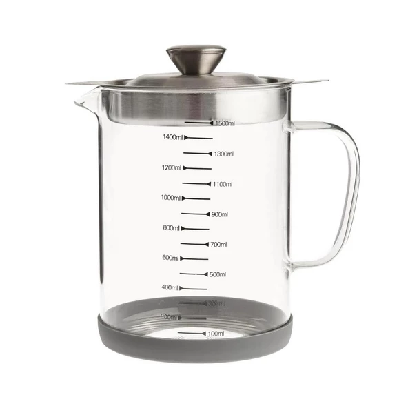 Cam Beher Model Yağlık Süzgeçli Yağlık Ölçülü 1500 ML