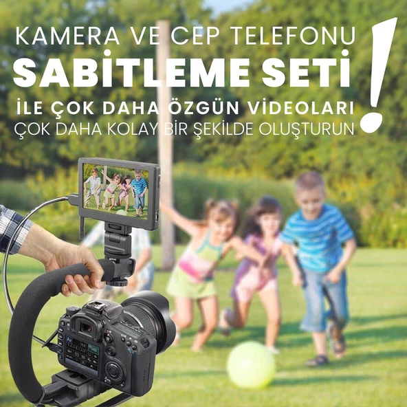 UpWay AY49U Taşınabilir Dolgu Işıklı Mikrofonlu Profesyonel Kamera Telefon Sabitleyici Video Canlı Yayın Seti - 5