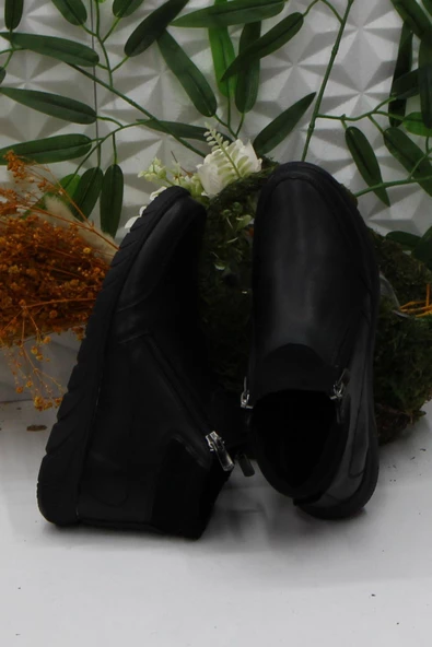 Mehmet Mete Gnd 4273 Siyah Anatomik Rahat Yumuşak Esnek İki Fermuarlı Kadın Bot - Resim 5