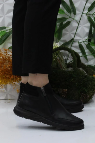 Mehmet Mete Gnd 4273 Siyah Anatomik Rahat Yumuşak Esnek İki Fermuarlı Kadın Bot ürün görseli