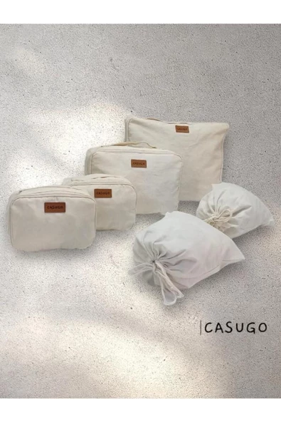 CASUGO 6lı Valiz Düzenleyici Bavul Içi Organizer Set Seyahat Hurcu - %100 Pamuk Doğum Çantası Düzenleyici