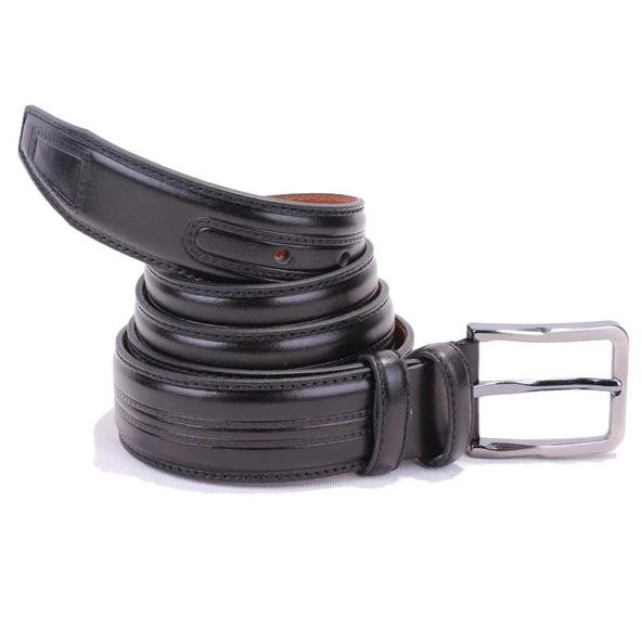 Dagoster DMK26-305DG Siyah 3,5 cm Hakiki Deri Erkek Kemer - Resim 2
