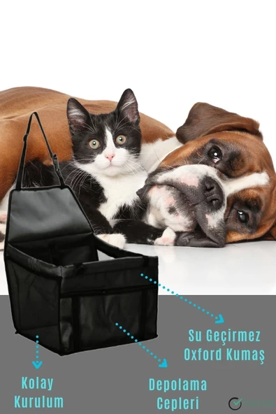 CASUGO Fileli Kedi Ve Köpek Taşıma Çantası  Araba Ve Otomobil Için Askılı - 45x35x25 Cm