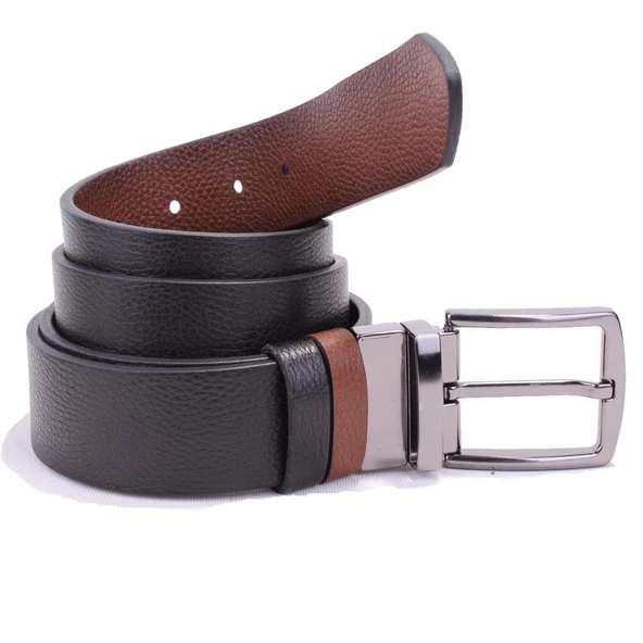 Dagoster DMK26-465DG Siyah Taba 4 cm Çift Taraflı Hakiki Deri Erkek Kemer - Resim 2