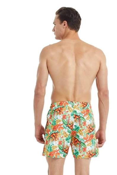 Blackspade 10047 Erkek Turuncu Tropik Baskılı Şort Mayo - 2