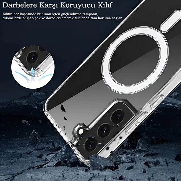Samsung Galaxy S22 Plus Kılıf Magsafe Özellikli Şeffaf Silikon Kapak - 2