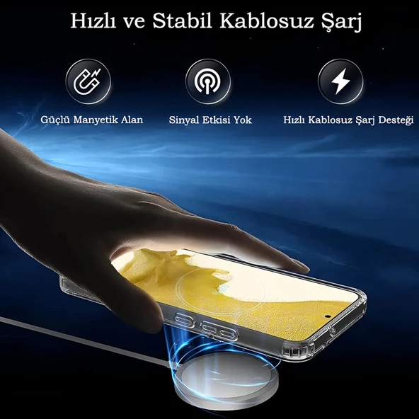 Samsung Galaxy S22 Plus Kılıf Magsafe Özellikli Şeffaf Silikon Kapak - 4