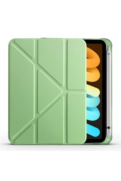 iPad Mini 2024 8,3 inç Uyumlu Kalem Bölmeli Stand Özellikli Katlanabilir Uyku Modu Özellikli Kılıf - Resim 7