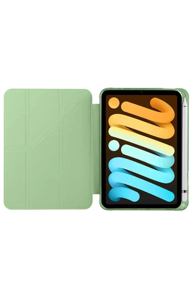 iPad Mini 2024 8,3 inç Uyumlu Kalem Bölmeli Stand Özellikli Katlanabilir Uyku Modu Özellikli Kılıf - Resim 4