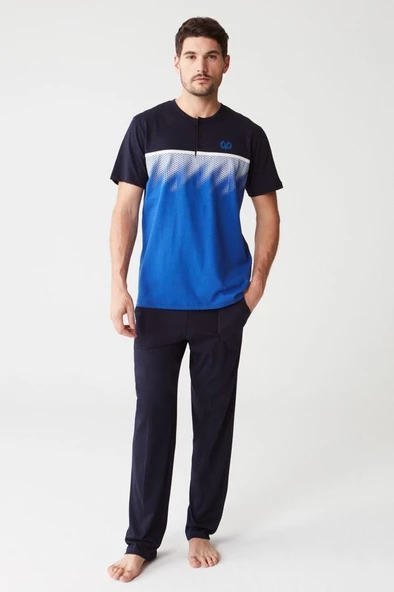Mod Collection 3253 Pamuklu Kısa Kol Erkek Pijama Takım MN3253EP - 3