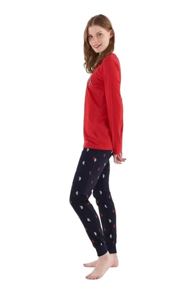 U.S. Polo Assn. Sıfır Yaka Bilekli Kışlık Bayan Pijama Takım USPA52861KP - 5