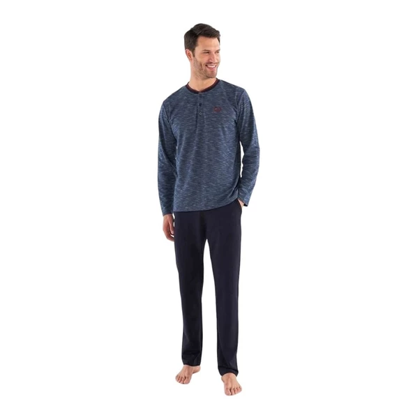 Mod Collection Patlı Yaka Pamuklu Erkek Pijama Takım MDCLTN3745EPT - 4