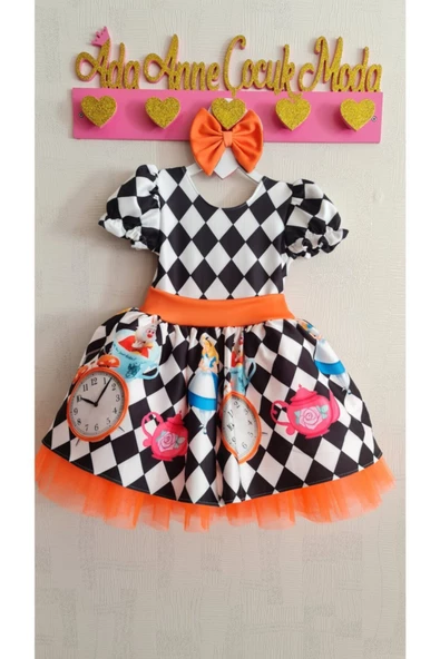 Kız Çocuk Siyah Desenli Kabarık Elbise