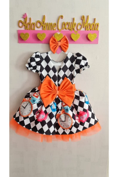 Kız Çocuk Siyah Desenli Kabarık Elbise - 2