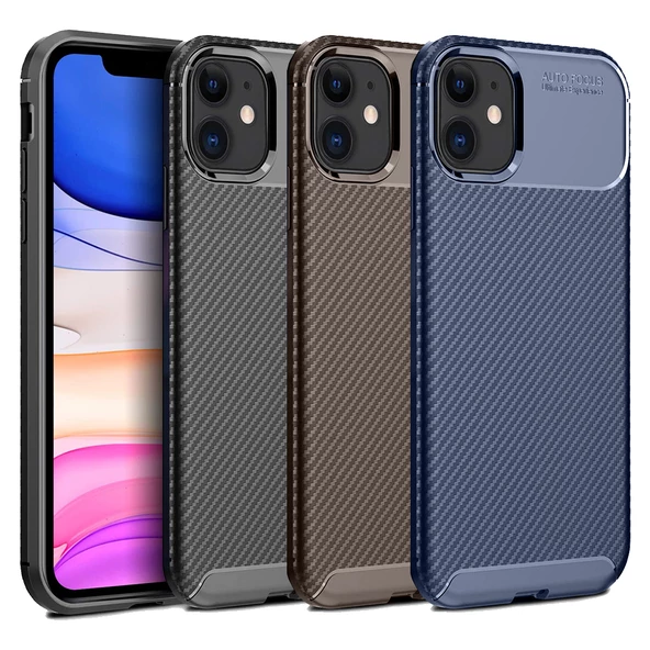 iPhone 12 Mini Kılıf Focus Carbon Desen Silikon Arka Kapak