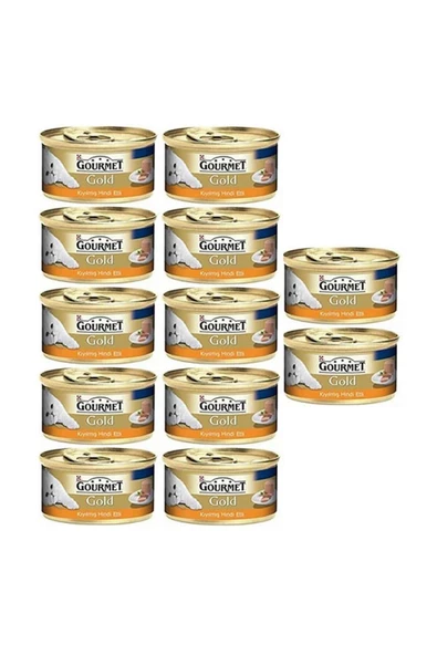 Gourmet Gold Kıyılmış Hindi Etli Konserve Yetişkin Kedi Maması 12 x 85 G