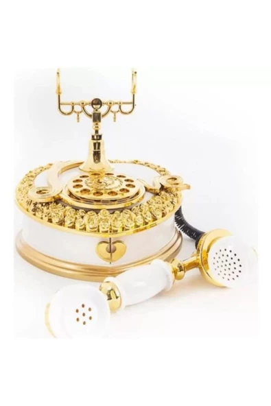 Müzikli Nostaljik Telefon - 2 Bölmeli Takı Kutusu Mücevher Kutusu - 2