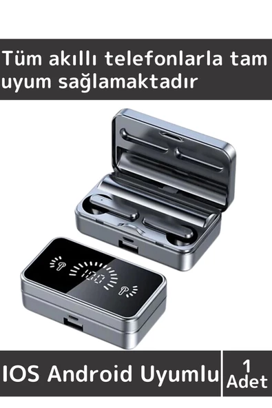 Premium iPhone 16 Pro Tam Uyumlu Led Şarj Göstergeli Powerbankli Kulak İçi Bluetooth Kulaklık