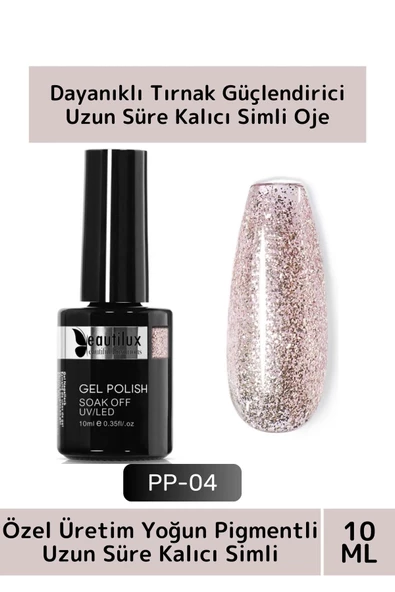 Özel Üretim Yüksek Pigmentli Hızlı Kuruyan Tırnak Güçlendirici 3 Aşamalı Kalıcı Simli Oje 10 Ml