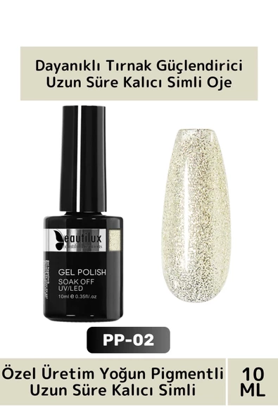 Özel Üretim Yüksek Pigmentli Hızlı Kuruyan Tırnak Güçlendirici 3 Aşamalı Kalıcı Simli Oje 10 Ml