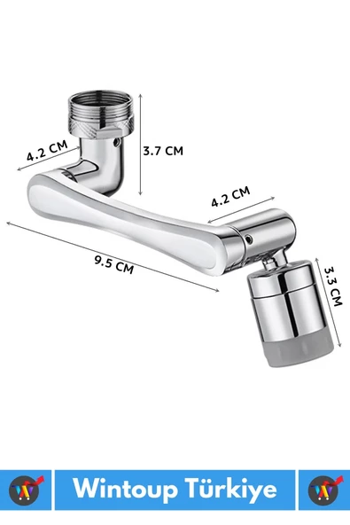 Özel Üretim Uzun Ömürlü 1080 Derece Dönebilen Çift Modlu Metal Görünümlü Akrobat Musluk Ucu Başlığı - 7