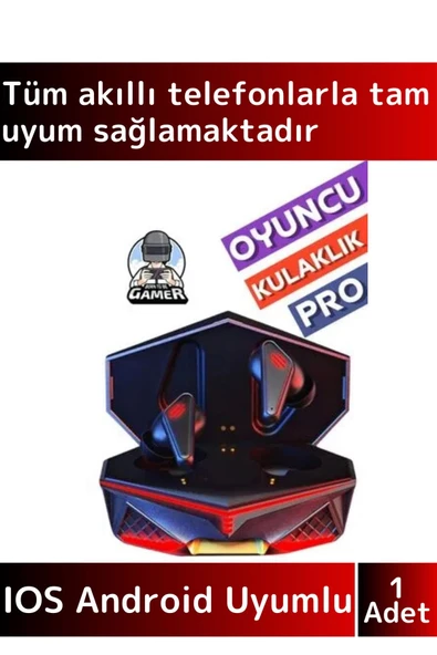 Premium iPhone 16 Pro Uyumlu Metal Kasa Led Işıklı ANC Gamer Kulak İçi Bluetooth Oyuncu Kulaklığı