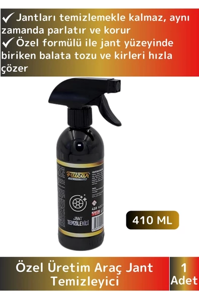 Premium Ekstra Parlatıcı Koruyucu Toz Kir Leke Çıkarıcı Araba Otomobil Araç Jant Temizleyici 410 Ml