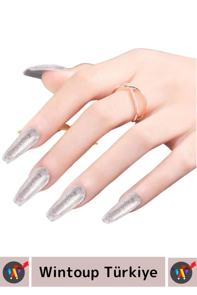 Özel Üretim Yüksek Pigmentli Hızlı Kuruyan Tırnak Güçlendirici 3 Aşamalı Kalıcı Simli Oje 10 Ml - 2