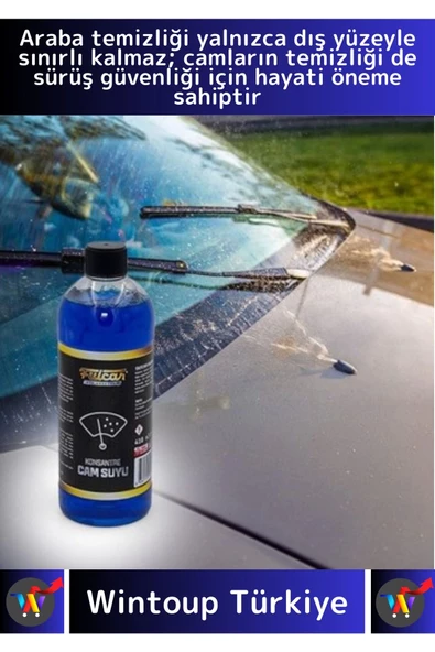Premium Yüksek Kaliteli İz Bırakmaz Canlı Görüş Sağlayan Oto Araç Konsantre Silecek Cam Suyu 410 Ml - 2