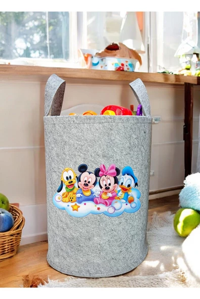 Unisex Mickey Ailesi Bebek Çocuk Odası Düzenleyici Saklama Kutusu Oyuncak Kirli Sepeti 50X40 CM