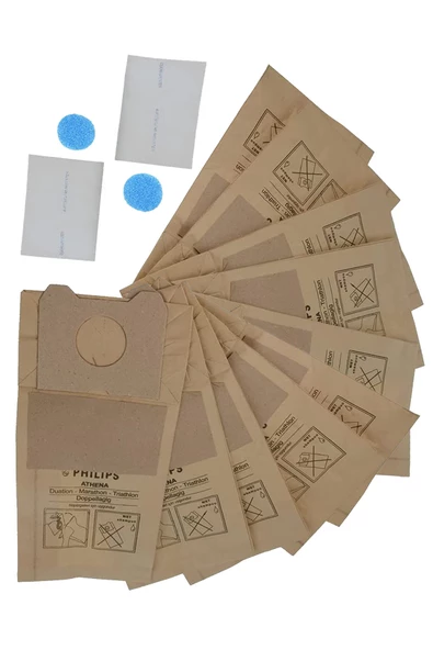 athena 10 fc 6844/02 Philips FC 6844/02 Süpürge Kağıt Toz Torbası 10 Adet +2 adet 2Li Micro Filtre athena 10 fc 6844/02