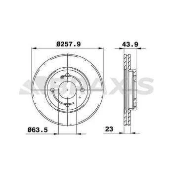 ON FREN DISK AYNASI FIESTA VI 1.0 - 1.25 - 1.4TDCI - 1.5TDCI - 1.6TDCI 08 -- HAVA SOGUTMALI OLCU 258 X 23 X 4DLX HAVALI - BRAXIS AE0029