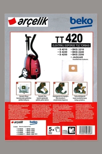 Arçelik S 4250 Tornado Süpürge Toz Torbası Bez 5 Adet - Resim 2
