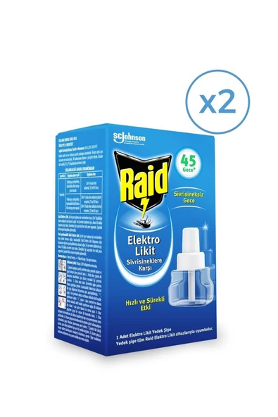 Raid Elekro Likit 1 Yedek, 45 Gece (SİVRİSİNEKLERE KARŞI) X2