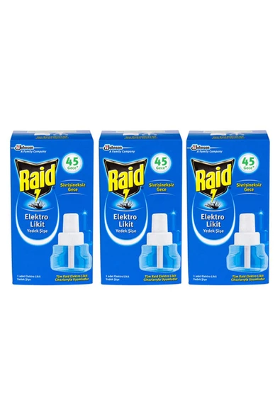 Raid Elektro Likit 45 Gece Etkili Yedek Şişe Sinek Savar 27,4 Ml X 3 Adet Makina