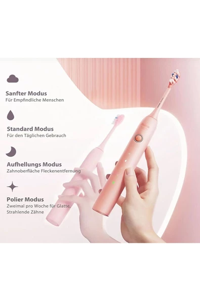 SOOCAS ELEKTRİKLİ DİŞ FIRÇASI & UVC STERİLİZASYON KUTUSU PEMBE - 6