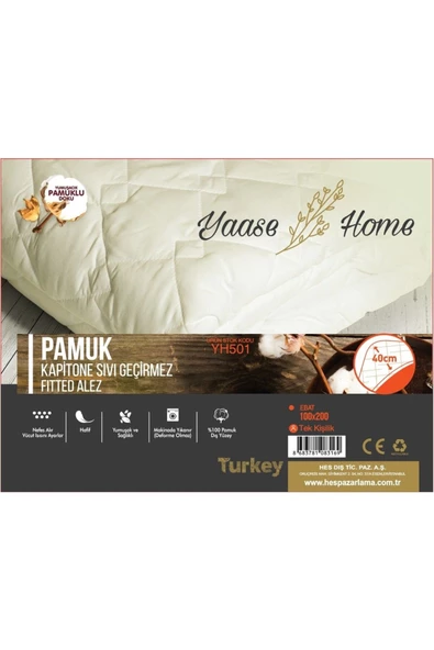 YAASE Home Pamuk Kapitone Sıvı Gecirmez Alez (Çift Kişilik ) 160 x 200 cm - 2