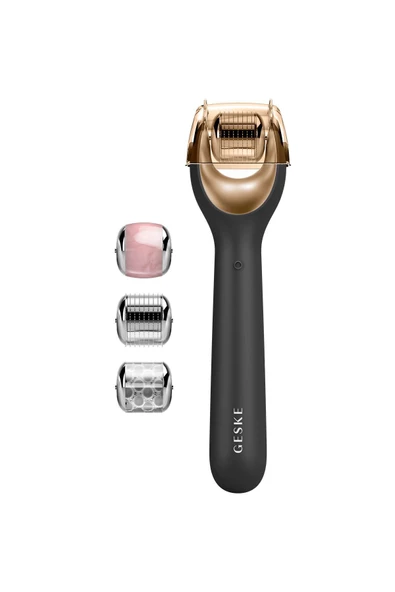 GESKE Mikro İğneli Buz Başlığı Pembe Kuvars Başlıklı Dermaroller Cihaz MicroNeedle Face Roller - 3