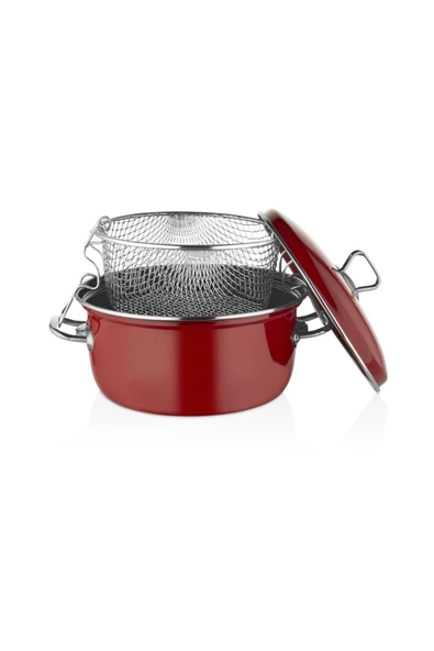 FALEZEV FALEZ PATOS EMAYE KIZARTMA TENCERESİ KIRMIZI - 2